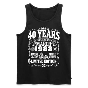 40 years old - born in March 1983 - Men's Premium Organic Tank Top - black - Front - Michal (187cm)