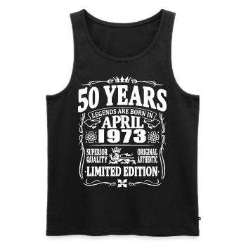 Legends are born in april 1973 - 50 years old - Men's Premium Organic Tank Top - black - Front - AI Model Male 178 light (178cm)