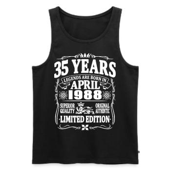 Legends are born in april 1988 - 35 years old - Men's Premium Organic Tank Top - black - Front - AI Model Male 178 light (178cm)
