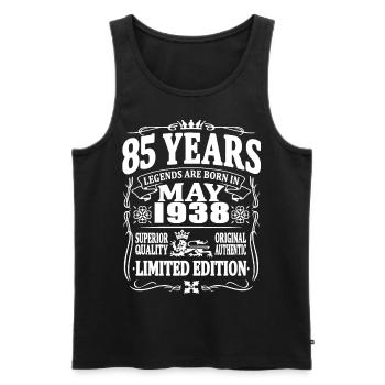 85 years old - Born in May 1938 - Men's Premium Organic Tank Top - black - Front - Michal (187cm)