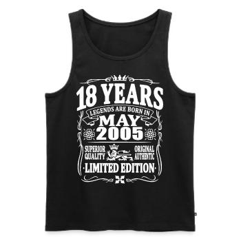 18 years old - Born in May 2005 - Men's Premium Organic Tank Top - black - Front - Michal (187cm)
