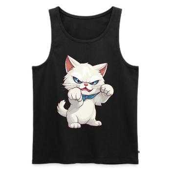 Katze Faust Kater Kätzchen Weiß Cartoon Comic - Männer Premium Bio Tank Top - Schwarz - Vorne - Michal (187cm)