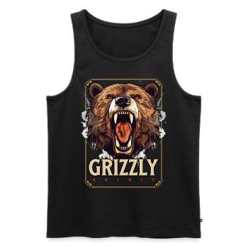 Ours Grizzly Rugissements Tête d’ours Nature Sauvage Forêt - Débardeur bio Premium Homme - noir - Devant - Michal (187cm)