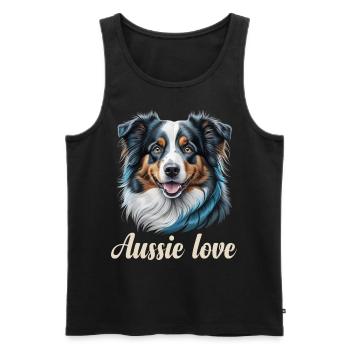 Aussie Love - Men's Premium Organic Tank Top - black - Front - AI Model Male 178 light (178cm)