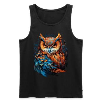 Eule Vogel Ornament Natur Uhu Mystisch Bunt Kunst - Männer Premium Bio Tank Top - Schwarz - Vorne - AI Model Male 178 light (178cm)