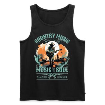 Musique country Guitare Guitariste Chanteur Vintage - Débardeur bio Premium Homme - noir - Devant - Michal (187cm)