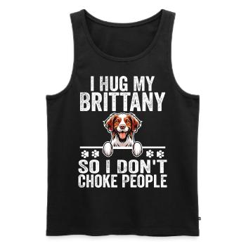 Ich umarme meine Bretagne, damit ich die Leute nicht ersticke - Männer Premium Bio Tank Top - Schwarz - Vorne - Michal (187cm)
