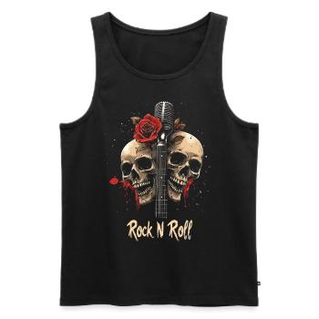 Rock N Roll Skull Electric Guitar Rose Music Rocker - Men's Premium Organic Tank Top - black - Front - Michal (187cm)