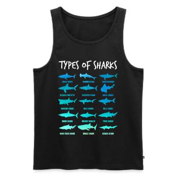 Types de requins - requin mer sous-marine - Débardeur bio Premium Homme - noir - Devant - Michal (187cm)