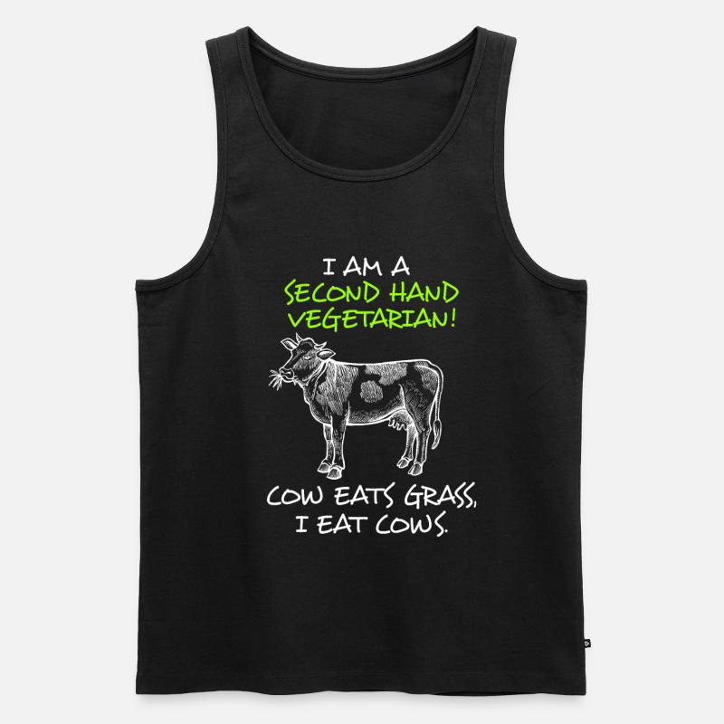 Anti Vegan Vegetarier Fleischesser Fleisch - Männer Premium Bio Tank Top - Schwarz