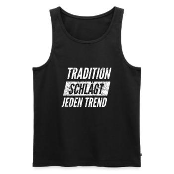Tradition schlägt jeden Trend - Fussball Fan Motiv - Männer Premium Bio Tank Top - Schwarz - Vorne - Michal (187cm)
