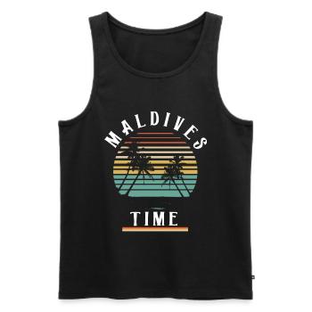 MALDIVES TIME - Men's Premium Organic Tank Top - black - Front - Michal (187cm)