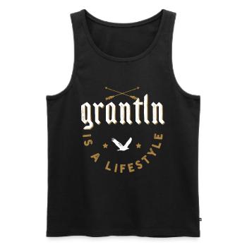 Grantln is a lifestyle 12 - Männer Premium Bio Tank Top - Schwarz - Vorne - Michal (187cm)