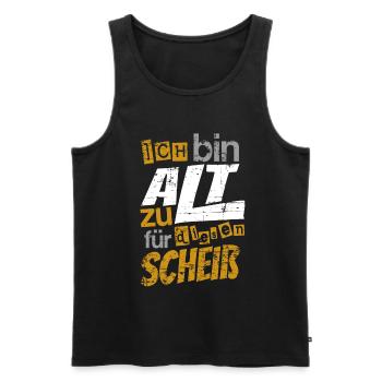 Ich bin zu Alt für diesen Scheiß, Lustiger Spruch - Männer Premium Bio Tank Top - Schwarz - Vorne - AI Model Male 178 light (178cm)
