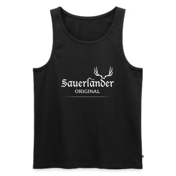 Sauerland Sauerländer Original Heimatliebe - Männer Premium Bio Tank Top - Schwarz - Vorne - Michal (187cm)