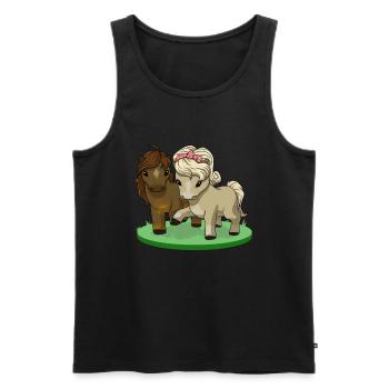 Pferdeliebe - Comic mit Pferdepaar - Männer Premium Bio Tank Top - Schwarz - Vorne - AI Model Male 178 light (178cm)