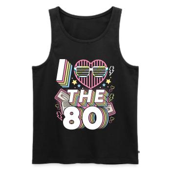 I love the 80s - Männer Premium Bio Tank Top - Schwarz - Vorne - AI Model Male 178 light (178cm)