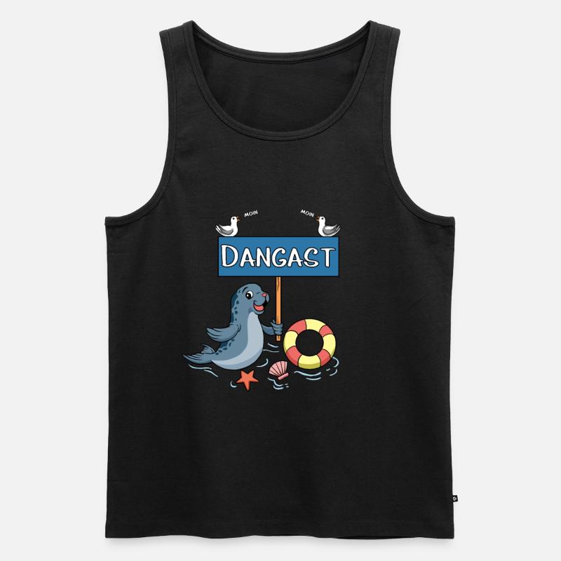 Moin Moin - Nordseebad Dangast - Männer Premium Bio Tank Top - Schwarz