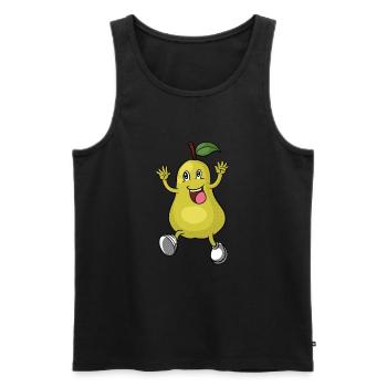 Comic Zeichnung einer glücklichen Birne - Männer Premium Bio Tank Top - Schwarz - Vorne - AI Model Male 178 light (178cm)