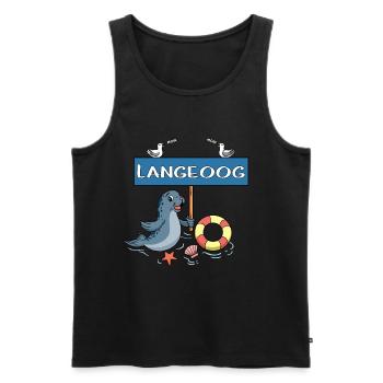 Moin Moin - Insel Langeoog - Männer Premium Bio Tank Top - Schwarz - Vorne - Michal (187cm)