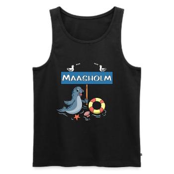 Moin Moin - Gemeinde Maasholm - Männer Premium Bio Tank Top - Schwarz - Vorne - Michal (187cm)