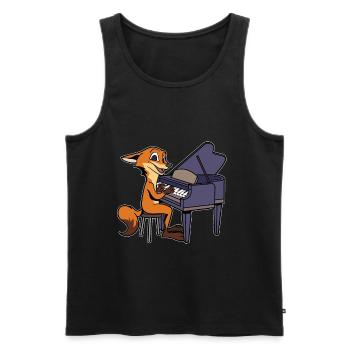 Comic Fuchs spielt Klavier - Männer Premium Bio Tank Top - Schwarz - Vorne - AI Model Male 178 light (178cm)
