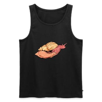 Snail crawls on the hand - agate snails - Men's Premium Organic Tank Top - black - Front - AI Model Male 178 light (178cm)