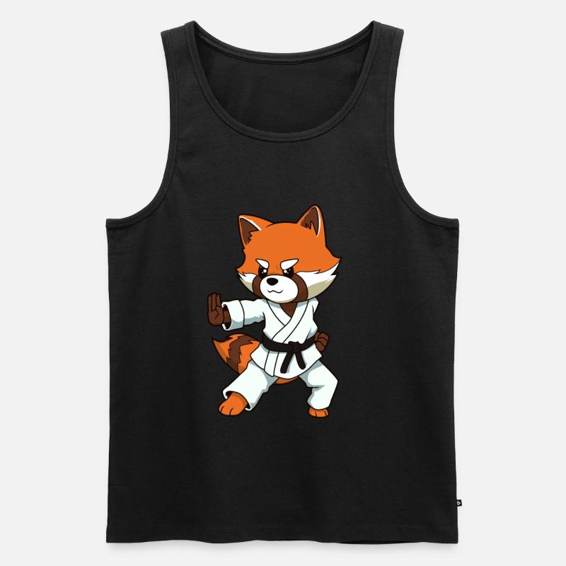 Comic roter Panda macht Karate - Männer Premium Bio Tank Top - Schwarz
