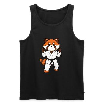 Comic roter Panda macht Judo - Männer Premium Bio Tank Top - Schwarz - Vorne - AI Model Male 178 light (178cm)
