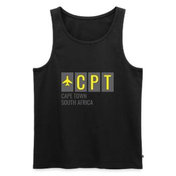 CPT Cape Town South Africa Airport Code - Men's Premium Organic Tank Top - black - Front - AI Model Male 178 light (178cm)