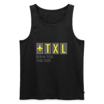 TXL Berlin Tegel Germany Airport Code - Men's Premium Organic Tank Top - black - Front - AI Model Male 178 light (178cm)