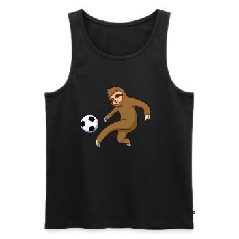 Comic sloth plays football - Men's Premium Organic Tank Top - black - Front - Michal (187cm)
