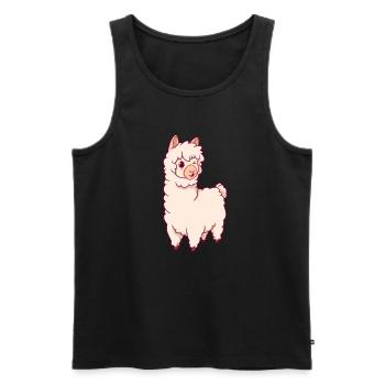 Kawaii Lama - Alpaca - Men's Premium Organic Tank Top - black - Front - Michal (187cm)
