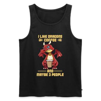 Funny Grumpy Dragon Coffee Lover Hate Morning - Men's Premium Organic Tank Top - black - Front - AI Model Male 178 light (178cm)