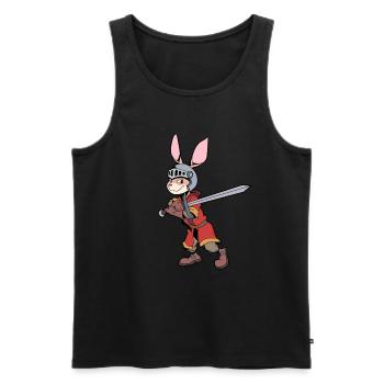 In Rüstung mit Langschwert - Hase - Männer Premium Bio Tank Top - Schwarz - Vorne - AI Model Male 178 light (178cm)