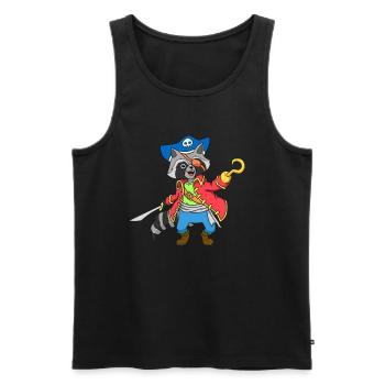 Capitaine Raton laveur - Raton laveur pirate - Débardeur bio Premium Homme - noir - Devant - Michal (187cm)