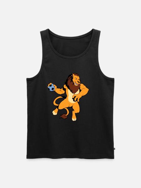 Comic Lion plays handball - Men's Premium Organic Tank Top - black