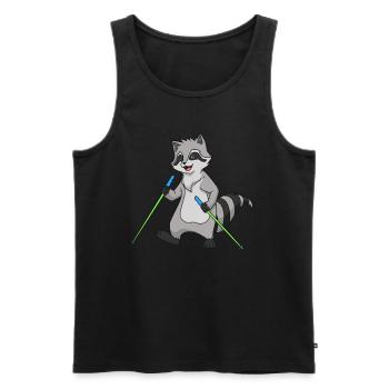 Nordic Walking Comic Raccoon - Débardeur bio Premium Homme - noir - Devant - AI Model Male 178 light (178cm)