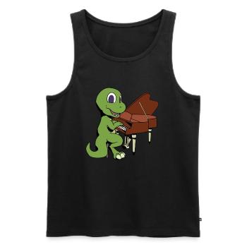Comic TREX joue du piano - Débardeur bio Premium Homme - noir - Devant - Michal (187cm)