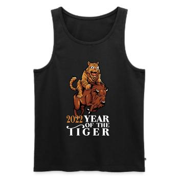 Tiger rides buffalo - 2022 year of the tiger - Men's Premium Organic Tank Top - black - Front - Michal (187cm)