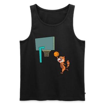 Comic Roter Panda spielt Basketball - Männer Premium Bio Tank Top - Schwarz - Vorne - Michal (187cm)