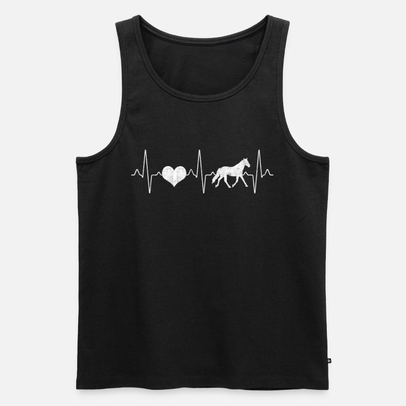 Pferd Herzschlag - Männer Premium Bio Tank Top - Schwarz