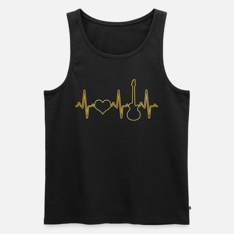 E Gitarre Herzschlag - Männer Premium Bio Tank Top - Schwarz