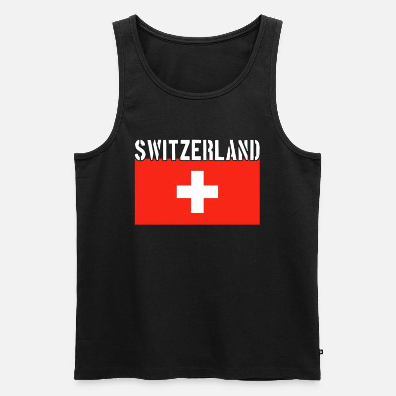 Schweiz Flagge - Männer Premium Bio Tank Top - Schwarz