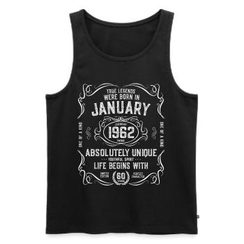 1962 January 60 years - Men's Premium Organic Tank Top - black - Front - AI Model Male 178 light (178cm)