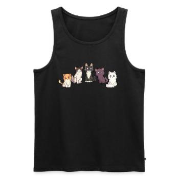 Cinq chatons mignons - Kawaii Cats - Débardeur bio Premium Homme - noir - Devant - Michal (187cm)