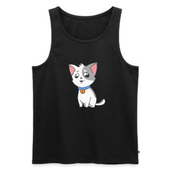 Chat Kawaii - Débardeur bio Premium Homme - noir - Devant - AI Model Male 178 light (178cm)