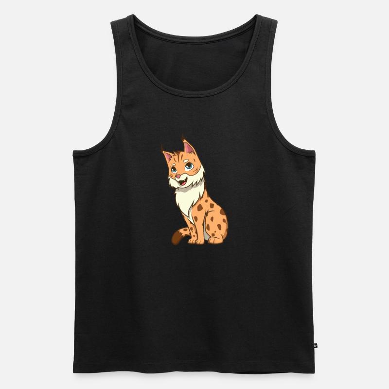 Kawaii Luchs - Männer Premium Bio Tank Top - Schwarz