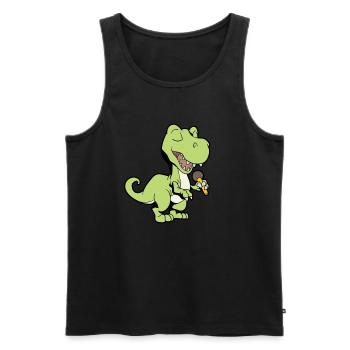 Singender Dino mit Mikrofon - TREX - Männer Premium Bio Tank Top - Schwarz - Vorne - Michal (187cm)