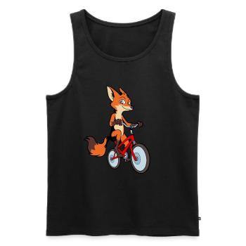 Comic Fuchs fährt Fahrrad - Männer Premium Bio Tank Top - Schwarz - Vorne - AI Model Male 178 light (178cm)